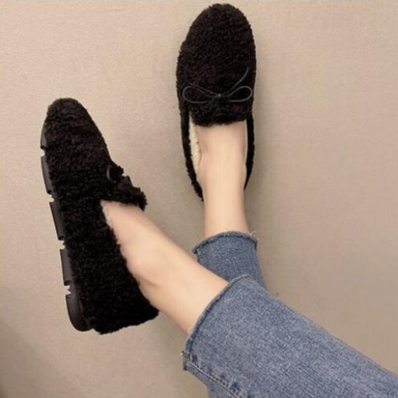 New Arrivals Open Run Women Round Toe Dumble Winter Fleece Loafers