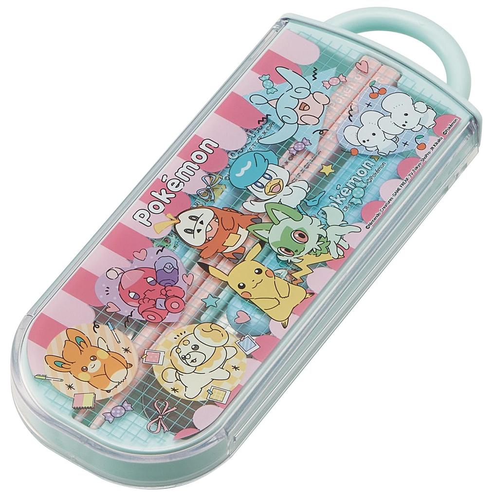Skater Cutlery Set for Children Lunch Box Made in Name Sticker Antibacterial Trio Pokemon Popping - Set, Chopsticks, Spoon, Fork, Japan, Slide-Type,