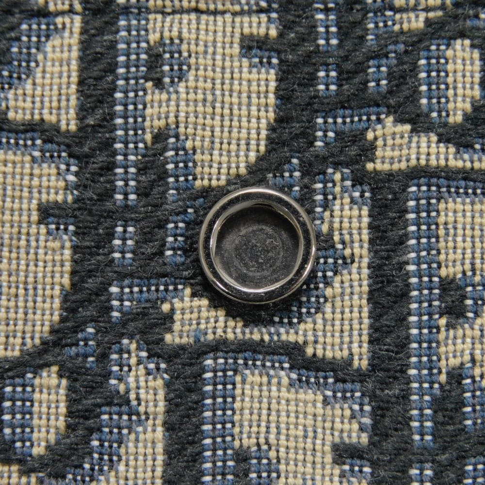 Used 10656 Oblique Jacquard Compact Wallet 2OBBC110YSE_H05E 7942 Black Japan Exclusive Logo Cotton Beige Unisex from