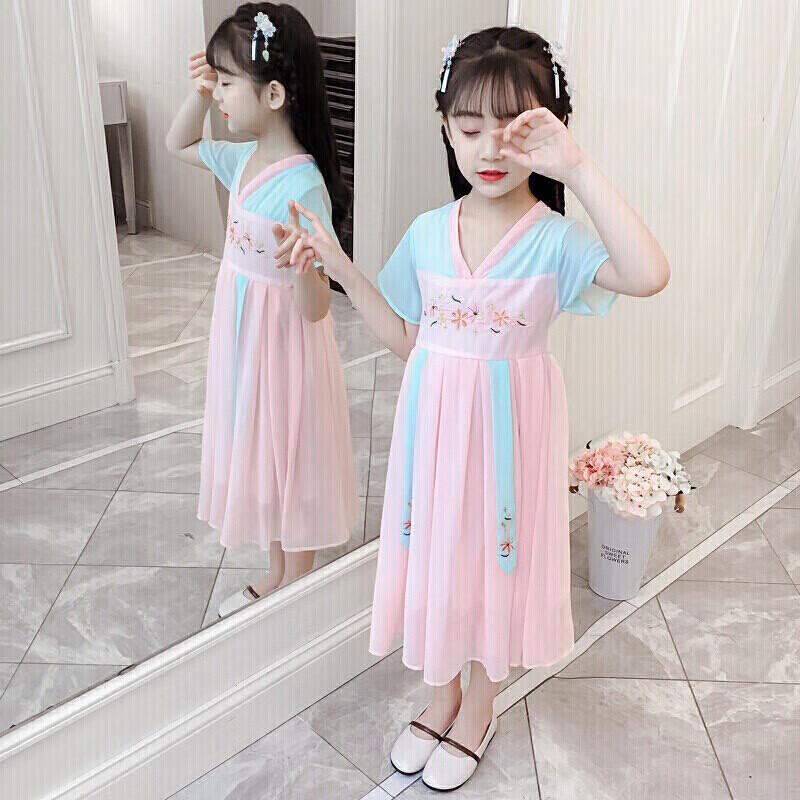 Girls  Embroidered Hanfu Summer Dress 130