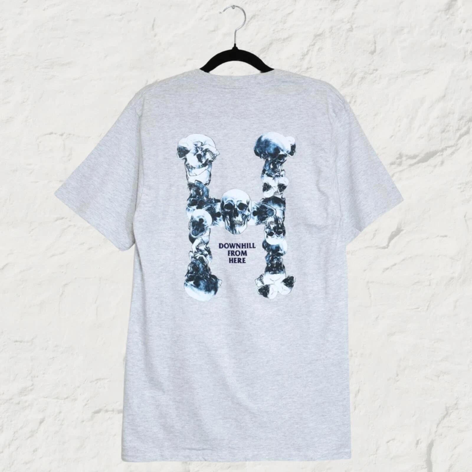 HUF Skulls Classic H Tee Ash Grey Graphic Skatewear T-Shirt S 2XL