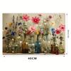 Colorful Floral Canvas Art & Mason Jar Wall Décor: Blue, Pink, Yellow, Purple Bouquet