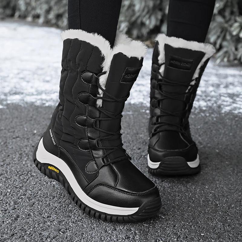 Winter Women's Snow Boots Thickened Plush Platform Cotton Shoes Comfortable Fashion Women's Leisure Ankle Boots Botas Para Mujer