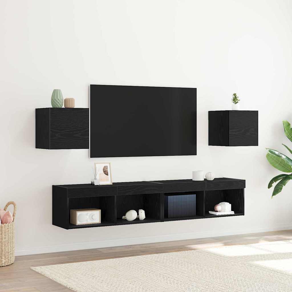 Wall Mounted TV Shelf 2 pcs Black Oak 30.5 x 30 x 30 cm