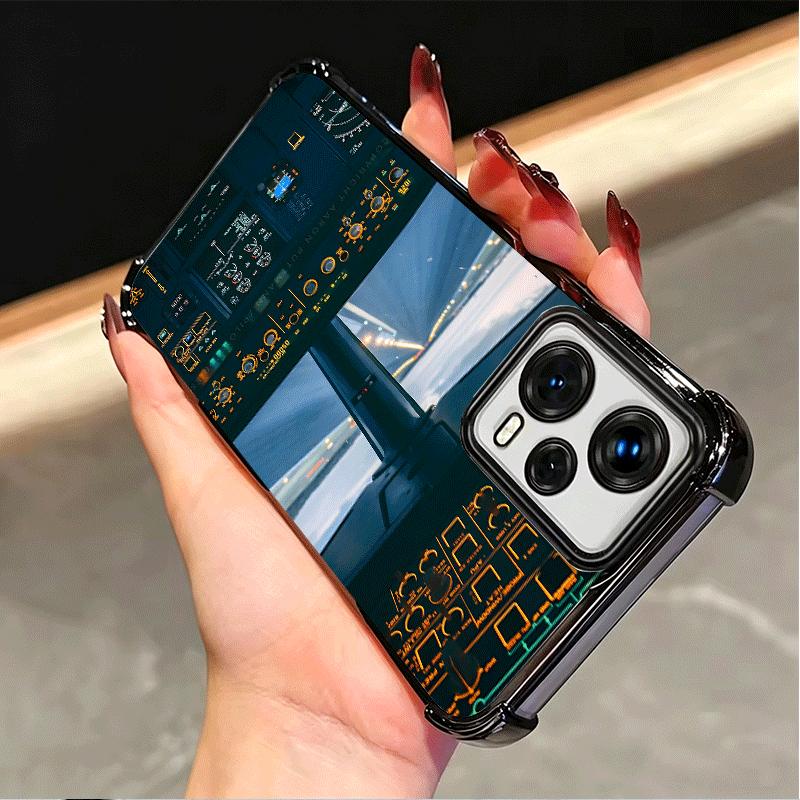 Aviation Aeroplane Pilot Cockpit Plating Phone Case For Xiaomi Poco X5 X6 X7 X8 Pro Max F8 Ultra F7 M8 M7 M5S Redmi 15C 15 14C 1