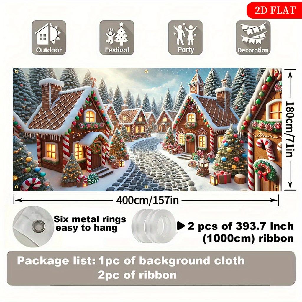 1 Piece Winter Candy House Background Cloth - No Need for Electricity Easy To Hang