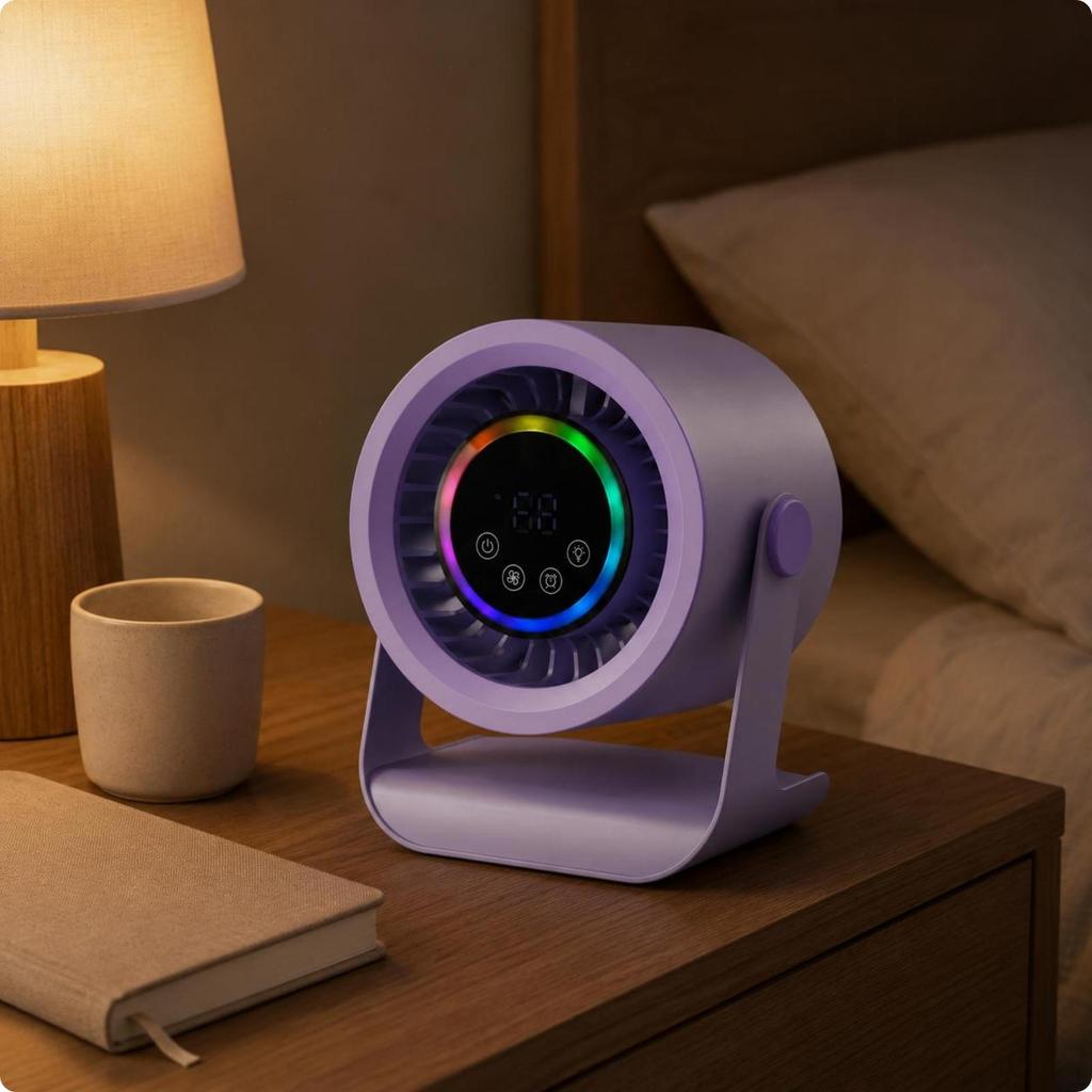 Desktop Electric TouchControlled Fan Control Small Matte Finish Personal Cooling Gray