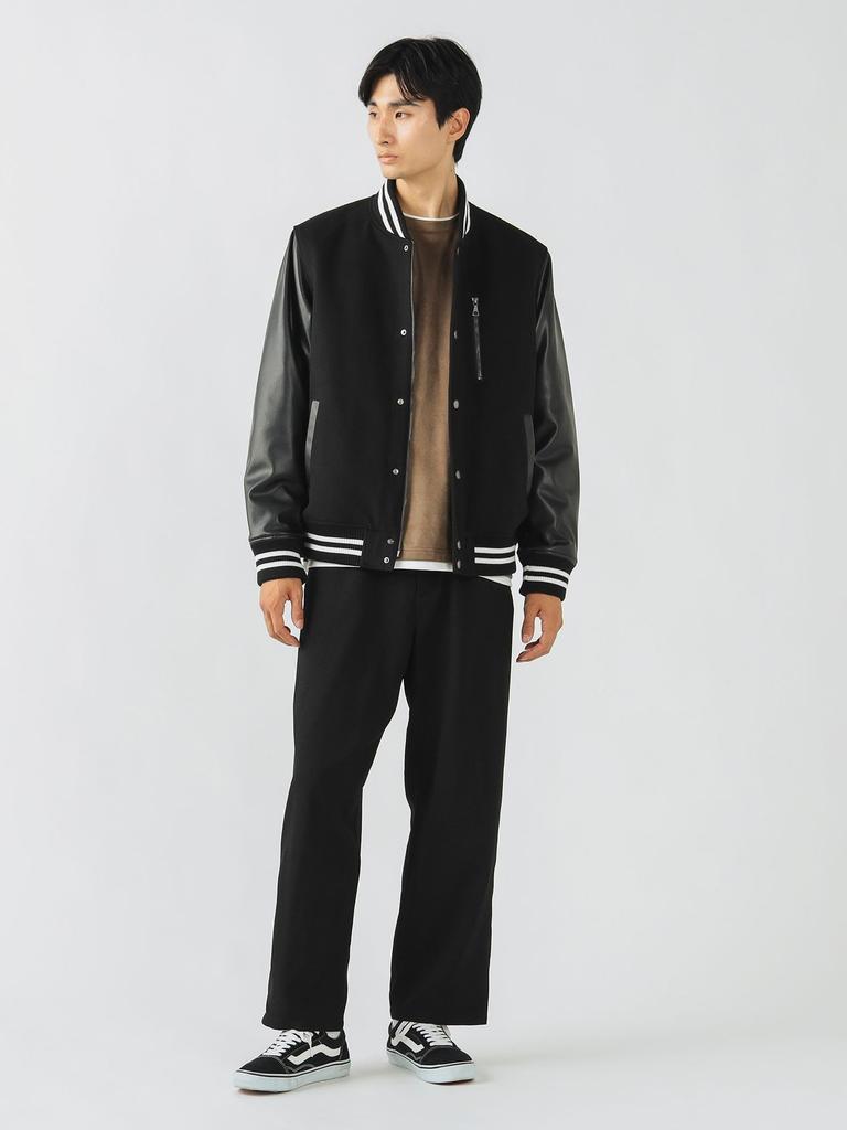 Beams Heart Stadium Chest Zip Size 42180080147 Men's Blouson, Black, M,