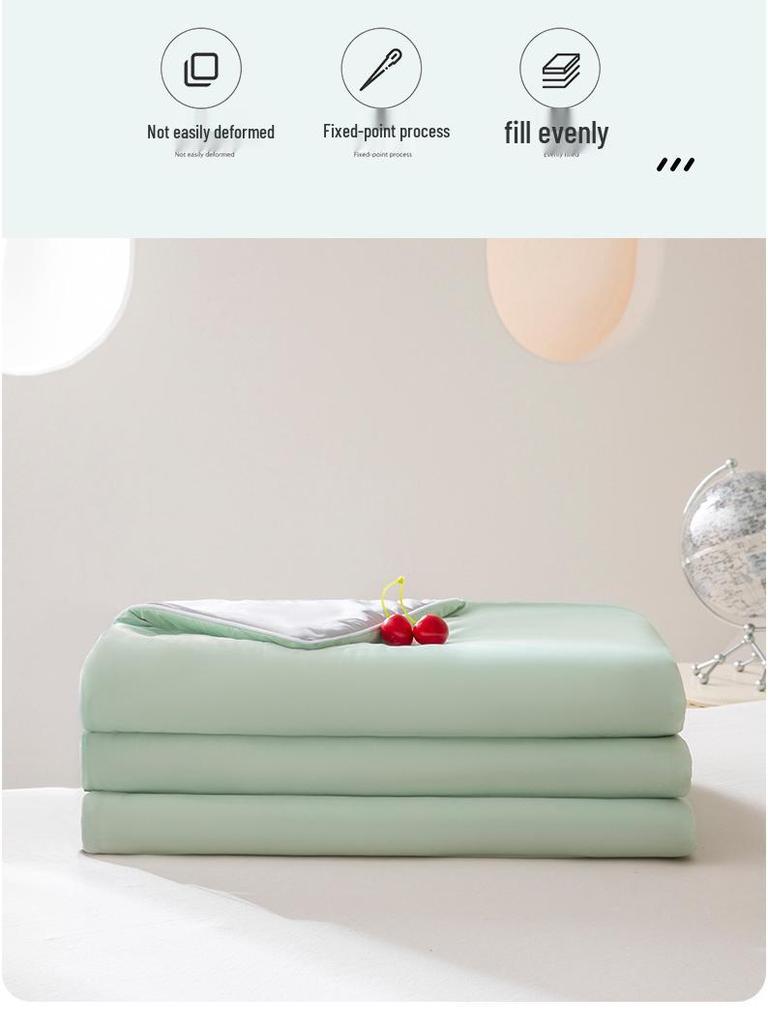 Class A Ice Silk Summer Quilt: Solid Color, Machine Washable, Thin Cooling Blanket for Air Conditioning