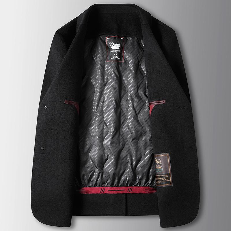 Men's Woolen Suit Autumn and Winter Wool Business Single West Unloading White Goose Down Liner Double-sided Woolen Thermal Jacket