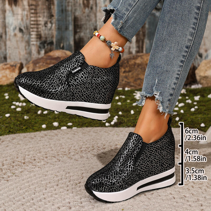 Casual Hidden Heel Slip On Sneakers Women Spring Chunky Platform Wedge Heel Loafer Woman's Invisible Height Increase Shoes