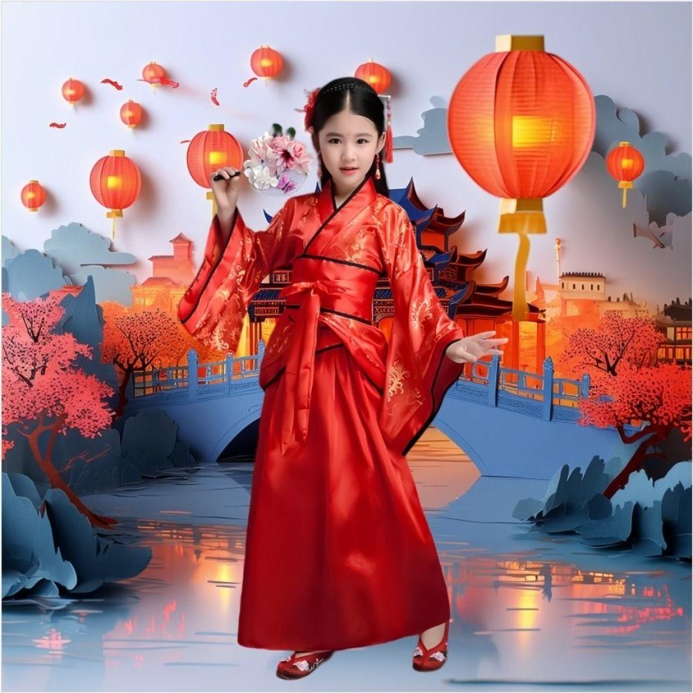 Silk Robe Hanfu Dress Ethnic Chinese Traditional Clothes Fashion Chinese Style Clothes Girls