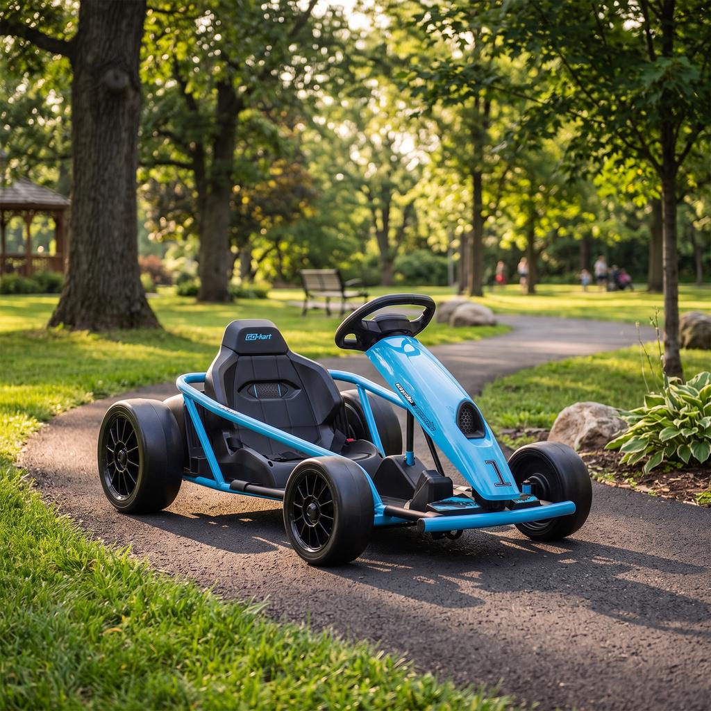 Electric Go-Kart for Kids, 24V, Drift Mode, Ages 8-12, Blue