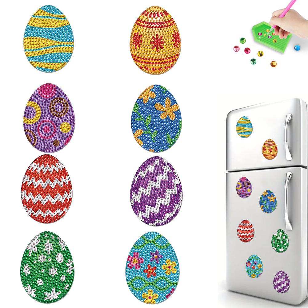 8Pcs Easter Rabbit Diamond Art Fridge Magnet Diamond Art Magnets Decals Diamond Painting Fridge Magnet for DIY Crafts Party Gift