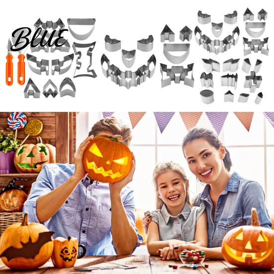 Schwarze Katze Ausstecher Halloween Kürbisschnitzset Edelstahl Set DIY Hexe Jack O Lantern Werkzeug zum Dekorieren Backen Geschenk Glatt