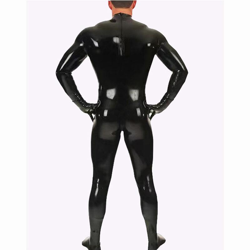 4Pcs/Set Wetlook Pvc Men Bodysuit Fitness Clothing Bodybuilding Clothes Body Shaper Full Coat Zentai Tights Catsuit Shapewear