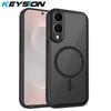 KEYSION Magnetic Phone Case for Samsung S25 Edge 5G Silicone+PC Matte Translucent Clear Shockproof Cover for Galaxy S25 Edge