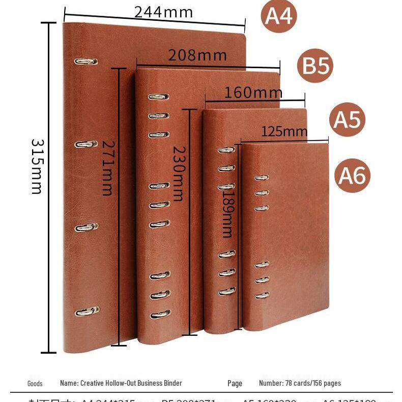 2024 A5 & B5 Loose-Leaf Business Notebook with Removable Ring Binder