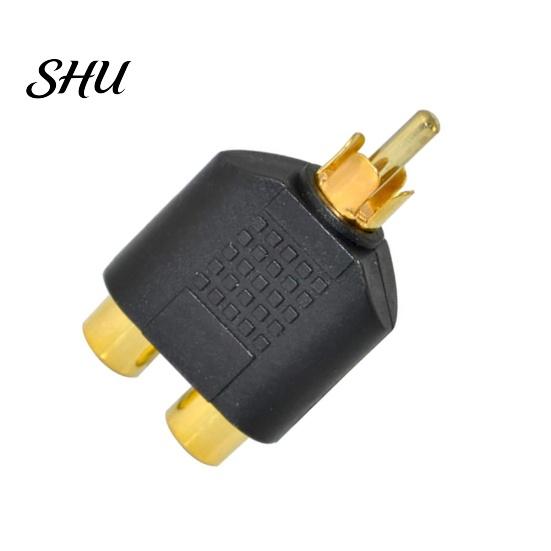 RCA Male To Double Female Socket AV Audio Video Signal Y Splitter Plug Adapter