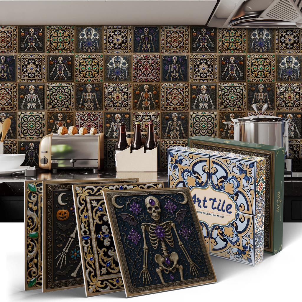 PET Foam Thickened Self-adhesive Wall Sticker, Waterproof and Anti-fouling European Mandala Wallpaper Tile Sticker for Kitchen and Bedroom