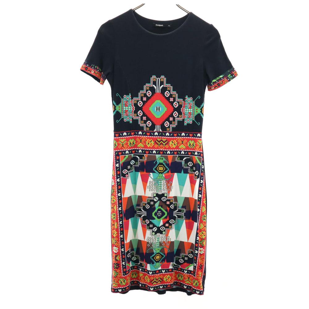 

Desigual Short sleeve Knee-length dress XS Navy system Women Used