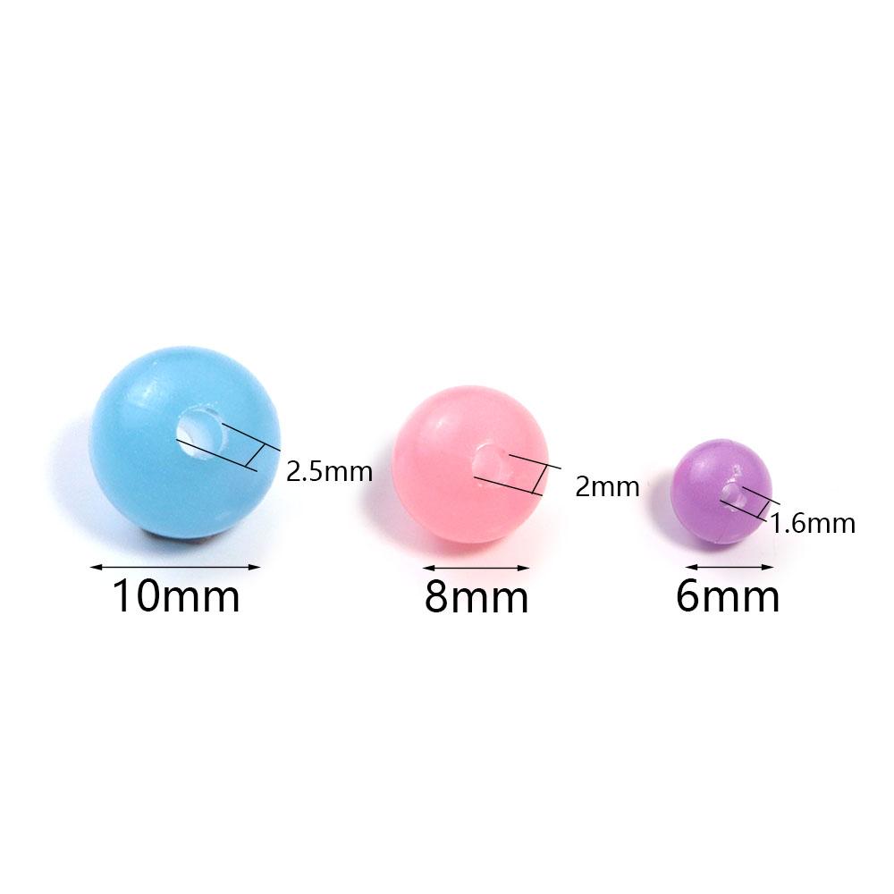 100pcs 6/8/10mm Luminous Acrylic Beads Mixed Color Round Loose Spacer Beads For Jewelry Making DIY Bracelet Necklace Accessories