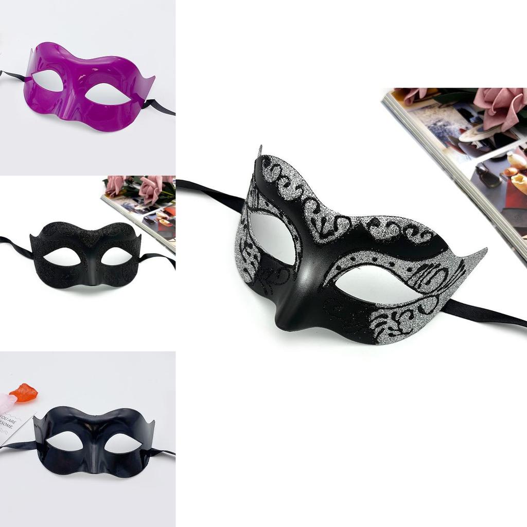 Halloweenmask med plastdesign i halvt ansikte för cosplay och kostymfester