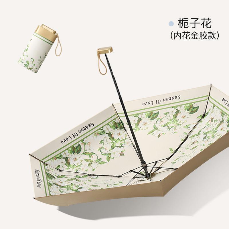 New Flat 60% Fold Pocket Umbrella, Sun Card Umbrella, Gold Glue Sun Protection and Anti-parasol, Small Fresh Umbrella, Women's Folding Umbrella.