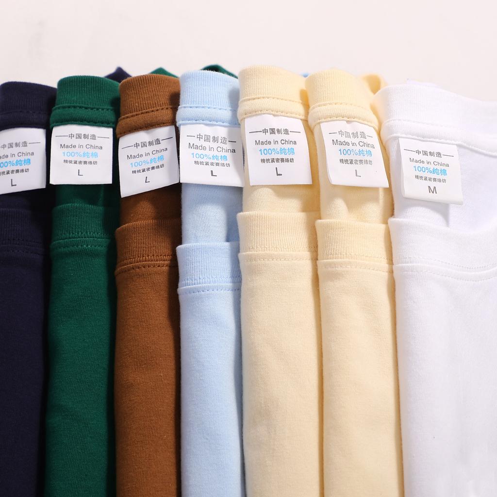 Solid Color Short-Sleeved T-Shirt Men'S 200G Pure Cotton Loose And Versatile Time-Simple Bottoming Shirt Combed Cotton Crew Neck Shoulder Top
