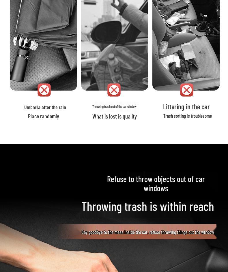 Leather Multifunctional Car Trash Can & Storage Bucket