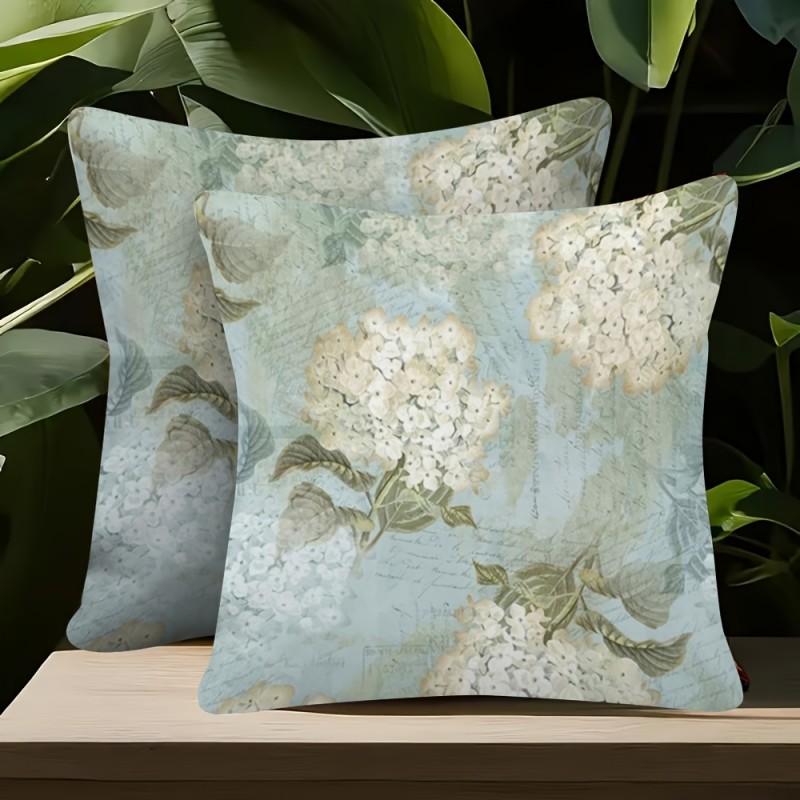 

2pcs Soft Plush French-Inspired Throw Pillow Covers Double-Sided Floral Pattern Decorative Cushion Covers with Zipper Closure