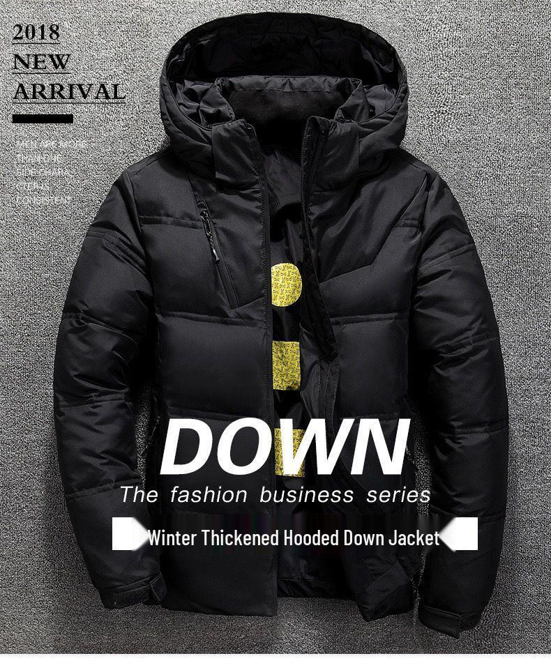 Men's European and American Winter Hooded Business Casual Warm Coat