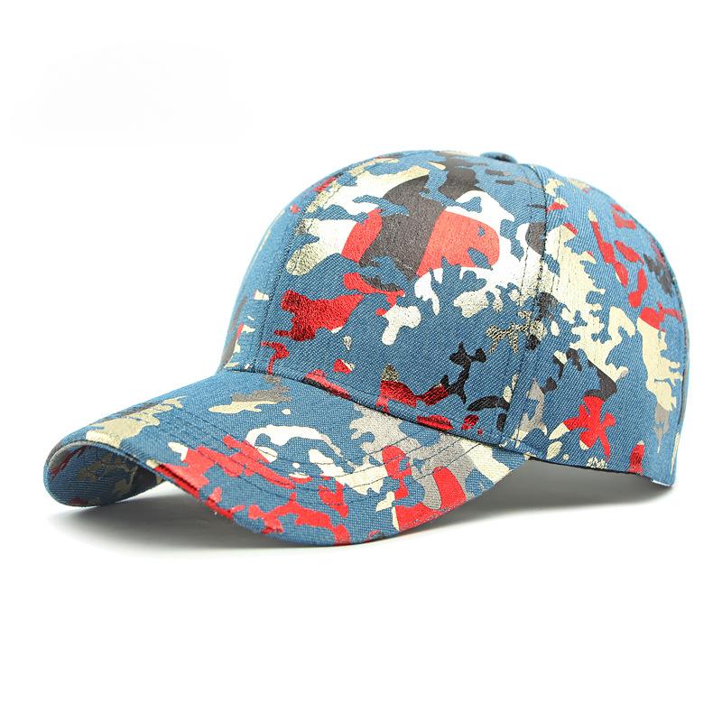 Frühling Sommer Heißdruck Camouflage Denim Baseballkappe Hartes Oberteil Herren Outdoor Sport Sonnenschirm Kappe Damen Verstellbarer Sonnenhut Adjustable mittlere blaue