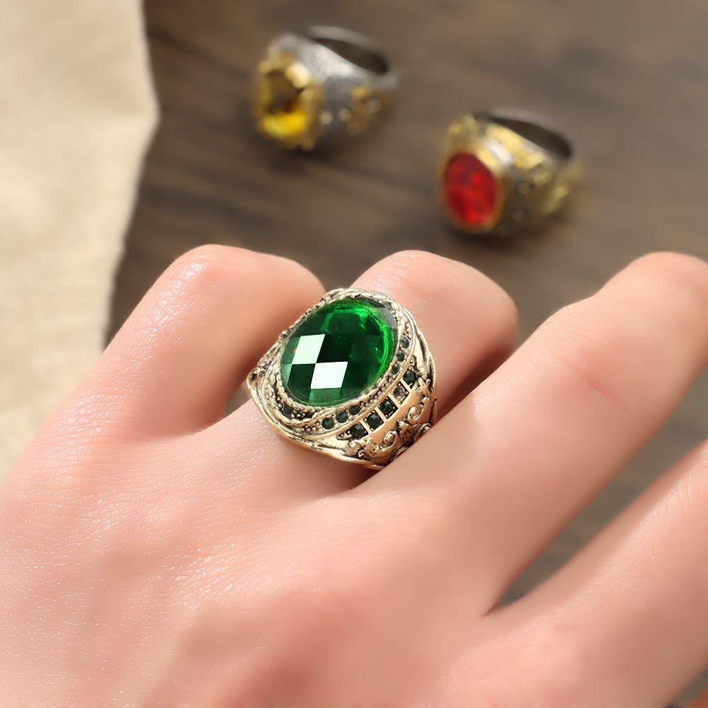 Wedding Handmade Carved Religious Muslim Jewelry Rings Men Women Ring Zircon Stone Yellow Red Ant