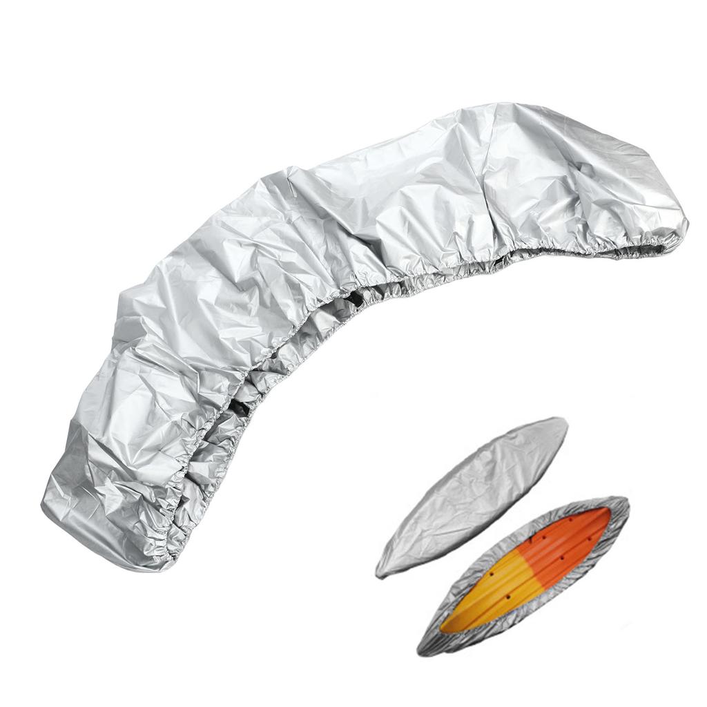 Boat Cover Oxford Cloth Kayak Canoe Boat Waterproof Ultraviolet Resistant Dust Cover Shield Silver 2.6-3m