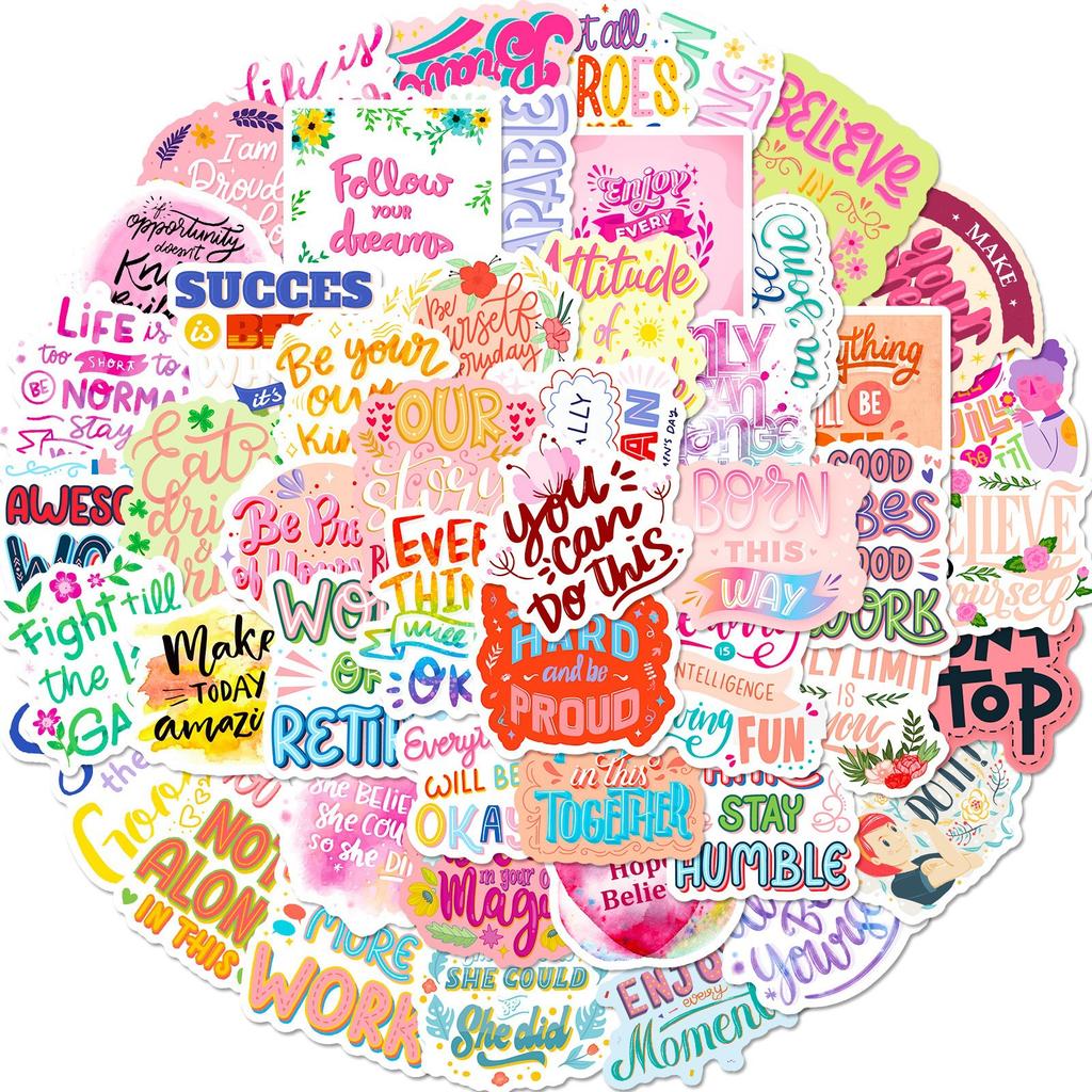 50 Pink Inspirational Texts Internet Celebrity Inspirational Texts Girl Heart Healing Wind Phrases English Stickers