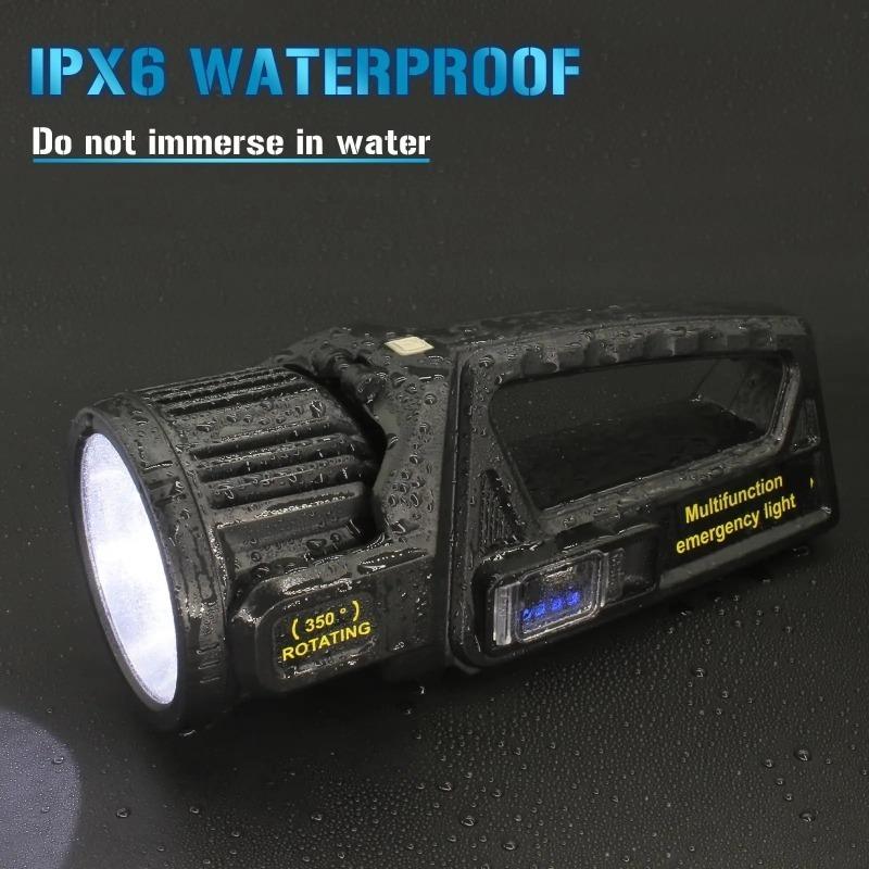 9 režimů Dobíjecí LED reflektor Svítilna s 350° otočnou hlavou, Venkovní ruční vodotěsná solární svítilna s bodovým světlem
