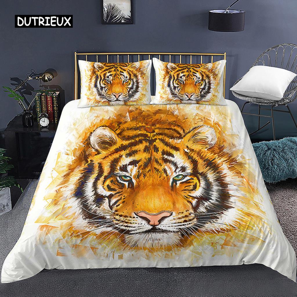 

Пододеяльник Тигр Животное Полиэстер Кровать Северный Лев Тигр Леопард Пододеяльник Тема Диких Животных Комплект Постельных Принадлежностей Украшения Комнаты Для Взрослых EU single(135x200cm)