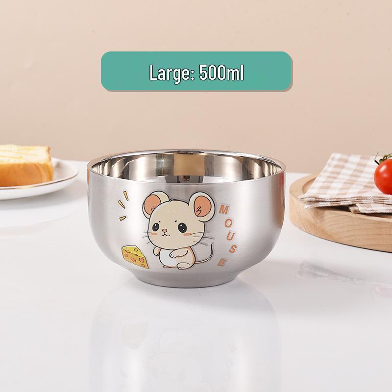 Children's Cartoon Zodiac Insulated Stainless Steel Bowl - Food Grade, Double Layer, Anti-Fall Design