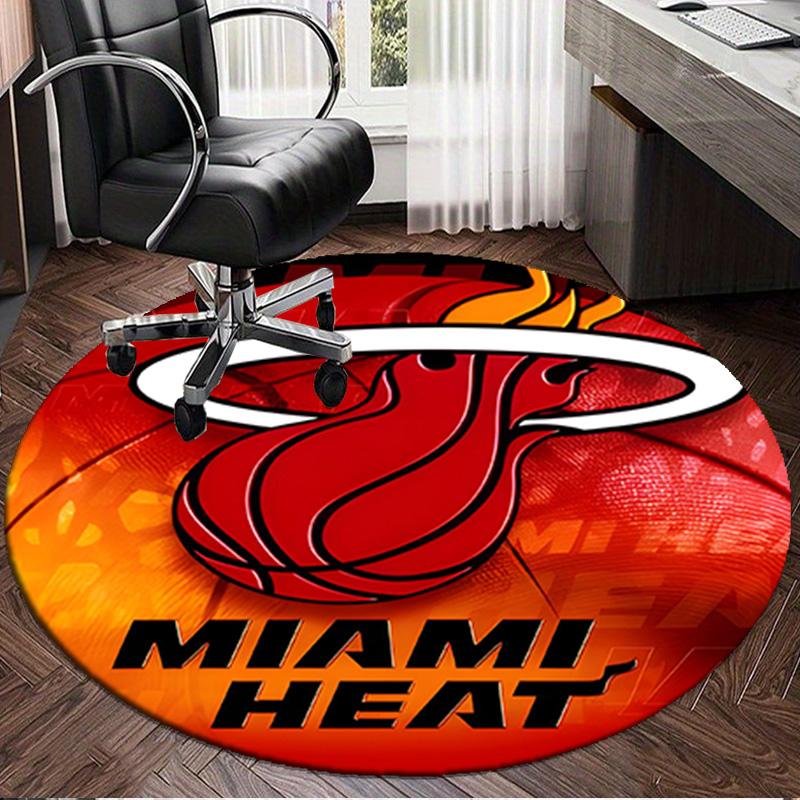 Miami Heat Basketball Kunst Runder Teppich für Wohnzimmer, Schlafzimmer, Spielzimmer, Stuhlunterlage, Teppich, Kreis Teppich, Große Größe Fan Weihnachtsgeschenk