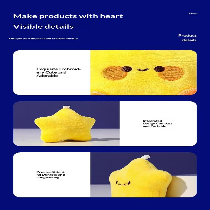 Cute Plush Stars Keychain Fluffy Soft Fun Backpack Bag Pendant Practical Kawaii Yellow Charms Gifts For Kids Jewelry Accessories