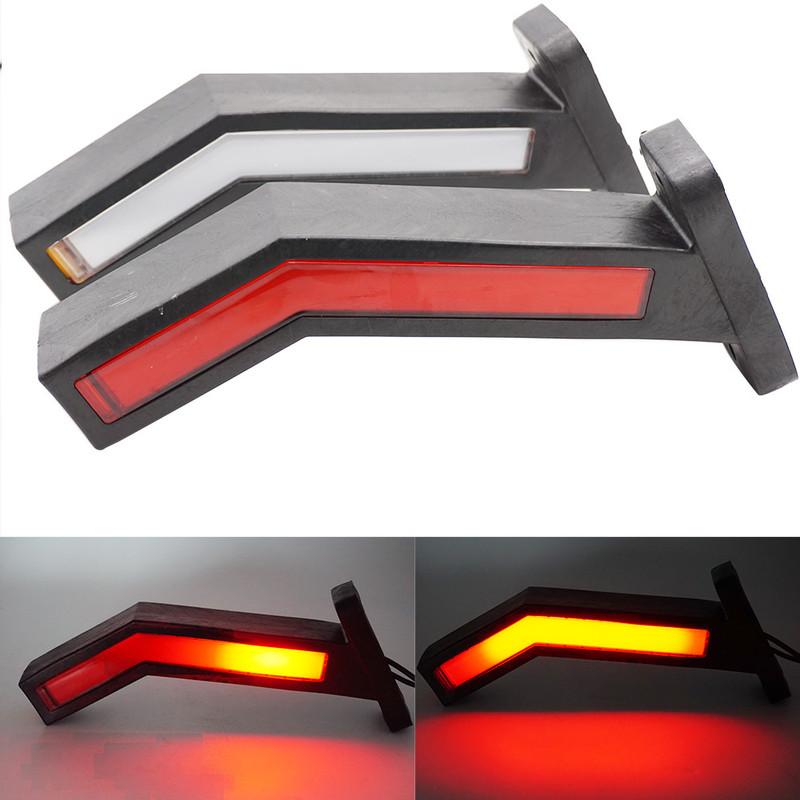 2PCS Waterproof 12-24V Trailer LED Side Marker Lighting Outline Marker Truck Light Neon Stalk Side Marker Light For Trailer 2X 12V 24V