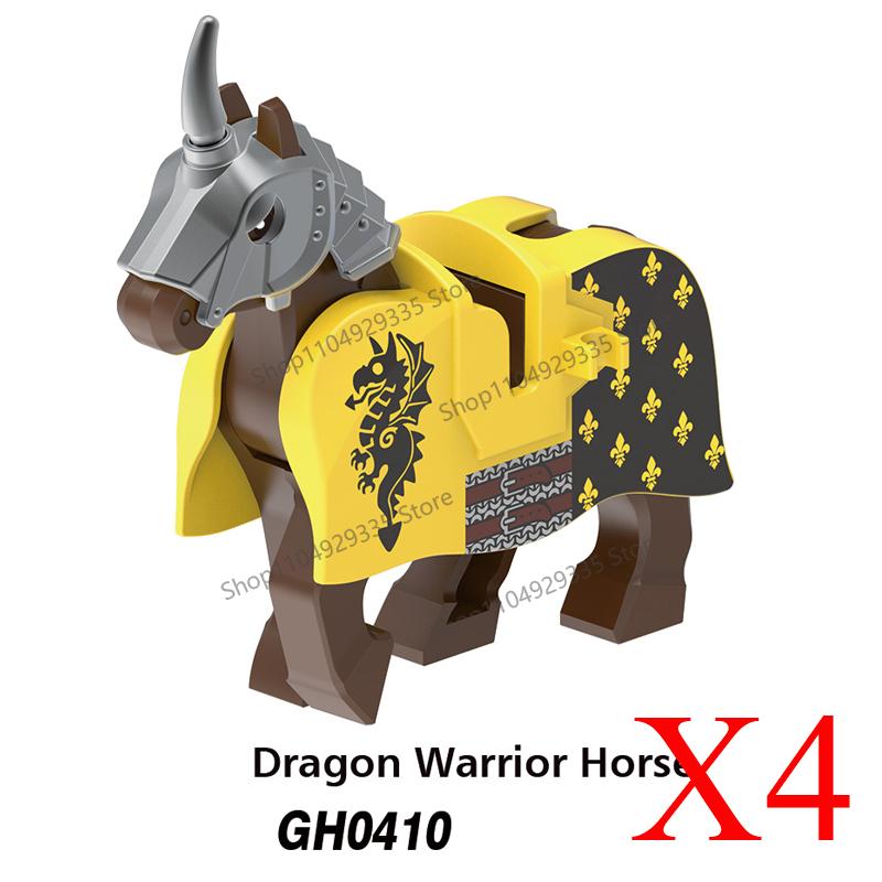 MOC Mittelalterliche Bausteine Zubehör Burgen Gotische Ritter Drache Löwe Krieger Pferd Helme Schilde Rüstungen Äxte Steine Spielzeug