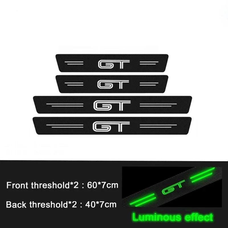 hrkqj5 For Ford GT Logo Luminous Door Threshold Stickers Scuff Scratch Car Door Threshold Protective Trunk Strips Anti kick Stickers