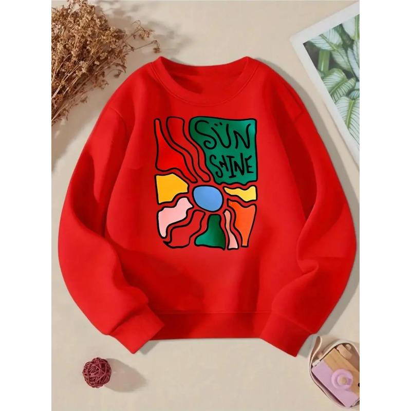 Kids Sweatshirt Trendy Crewneck Sweatshirt Featuring a Sunshine Abstract Art Print 110