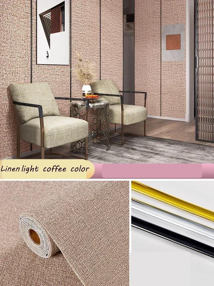 Linen Wallpaper Self-adhesive Waterproof Moisture-proof and Moldy Resistant 3D Wall Stickers Home Living Room Wall Decoration