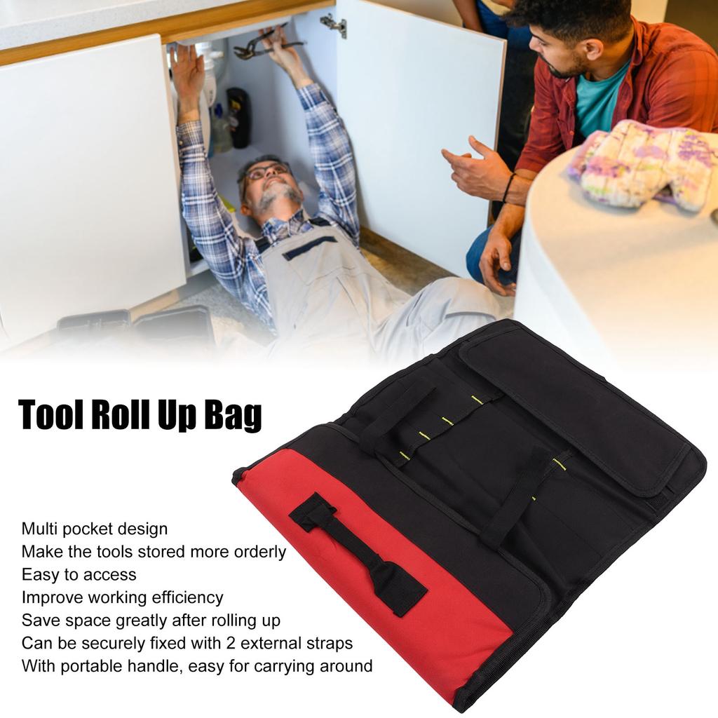 Multifunctional Tool Roll Bag Thickened Oxford Cloth Wear Resistance Waterproof Portable Tool Pouch