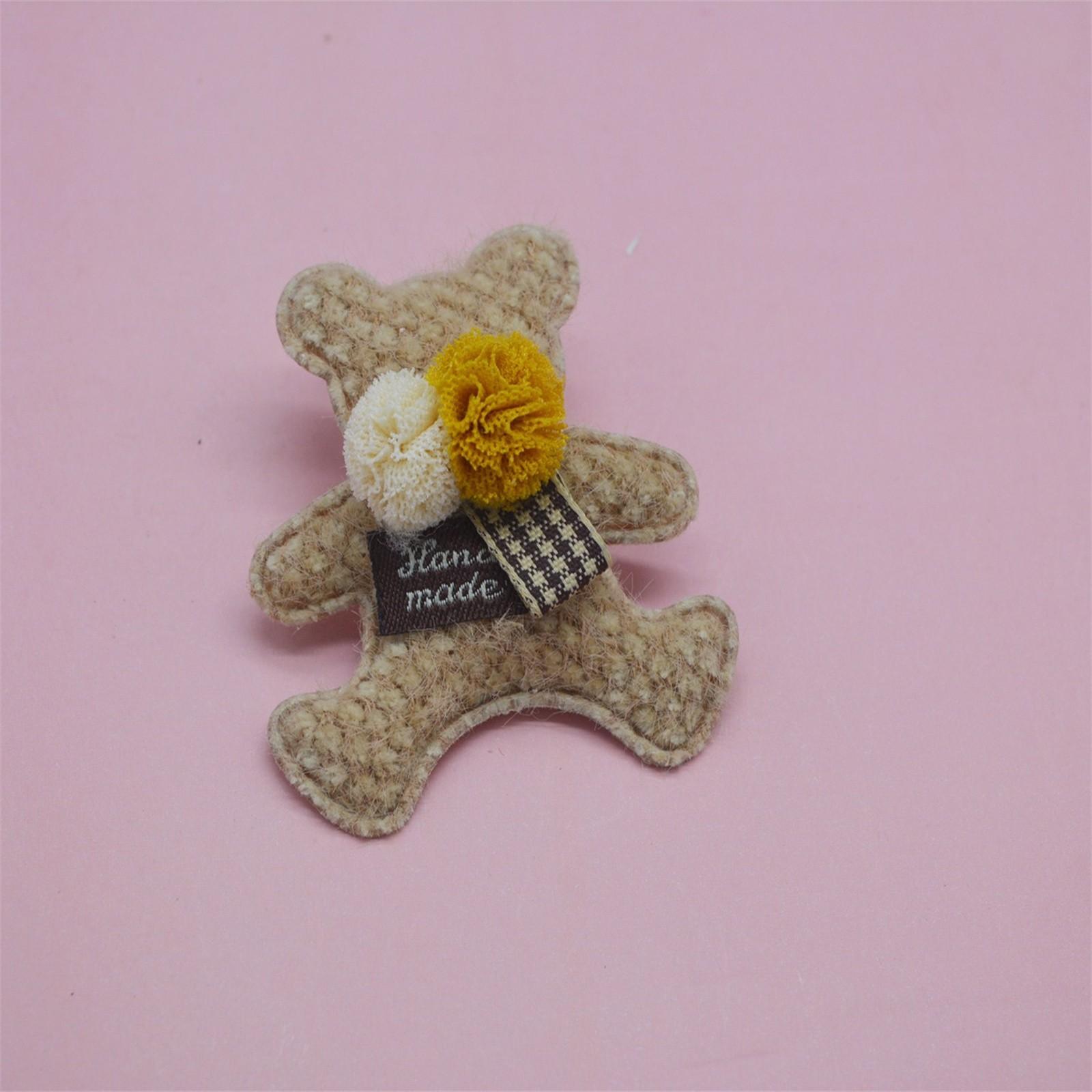 

10 шт. 68*55 мм мягкий тканевый медведь с жемчужным бантом, аппликациями из стразов для самостоятельной сборки одежды, шляп, леггинсов, головных уборов, обуви, шитья заплаток One Size хаки