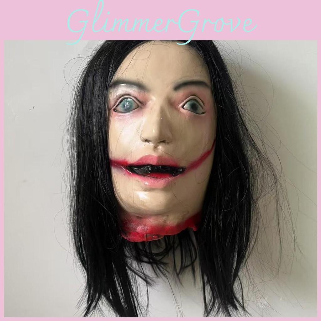 Horror Hanging Halloween Long Haired Female Ghost Head For Ghost House Setup
