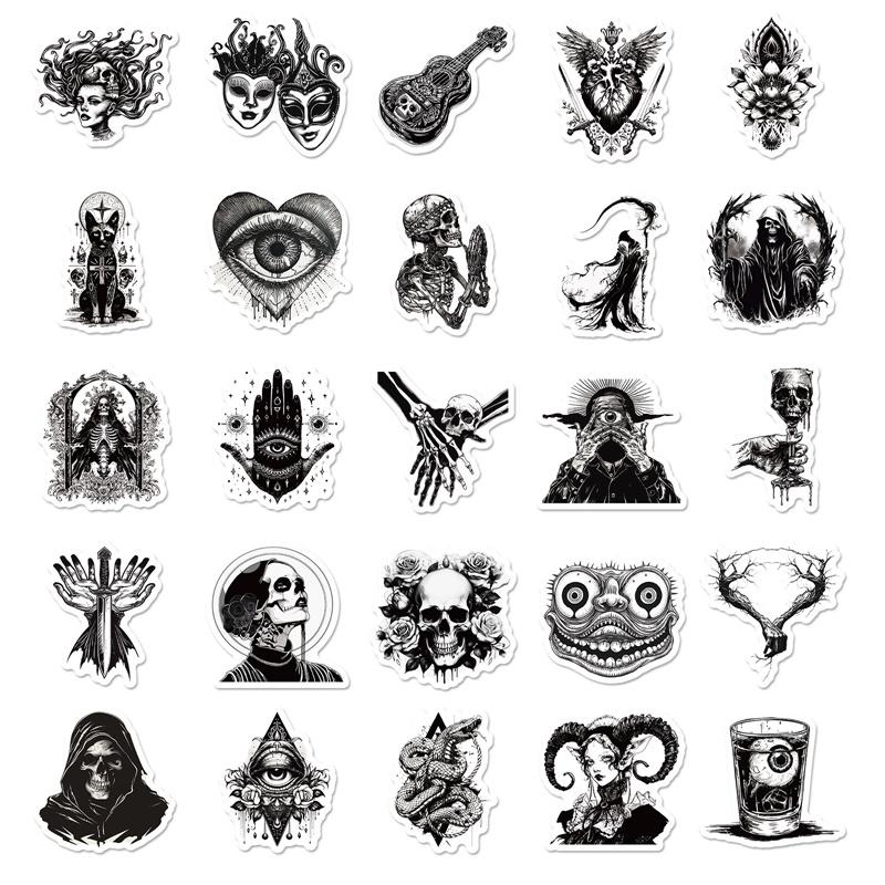 10/30/50PCS Kawaii Exaggerated Gothic Sticky PVC Sticker Aesthetic DIY Decoration Scrapbooking Hand Accounting Supplies